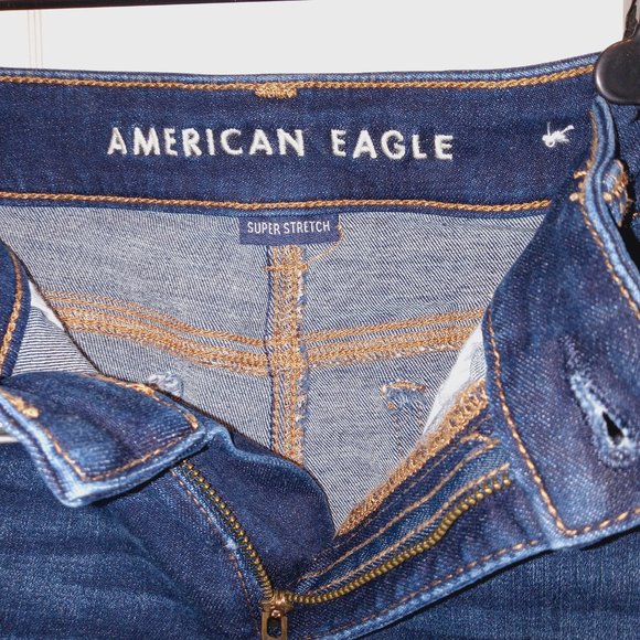 American Eagle AE Next Level Super Stretch Denim Shorts Size 8 Dark Wash - Picture 5 of 10